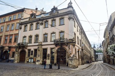 Lviv, Ukrayna - 23 Temmuz 2019: Lemberg 'in sokak mimarisi