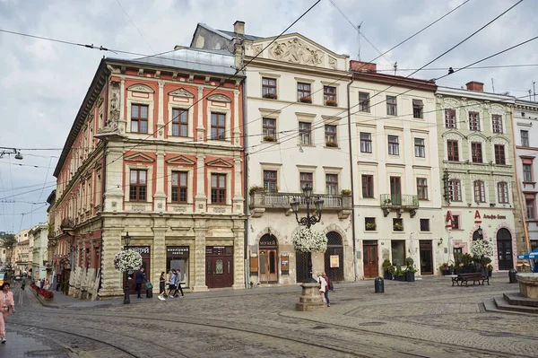 Lviv Ukrajna 2019 Július Lemberg Óváros Utcai Építészete — Stock Fotó