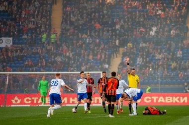 Kharkiv, Ukrayna - 7 Nisan 2019: Dinamo Kyiv maçında Shakhtar Donetsk 'in orta saha oyuncusu