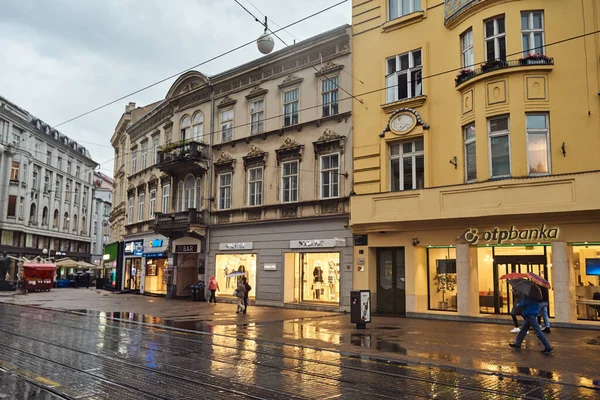 Zagreb Kroatië November 2019 Avondstraat Zagreb Hoofdstad Van Kroatië — Stockfoto