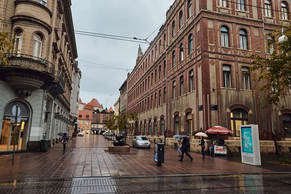 Zagreb Kroatië November 2019 Avondstraat Zagreb Hoofdstad Van Kroatië — Stockfoto