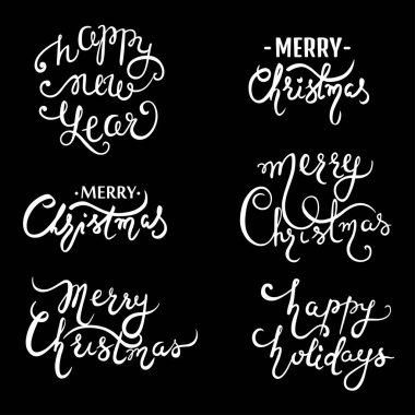 Tasarım yazı koleksiyonu Merry Christmas elle çizilmiş. 