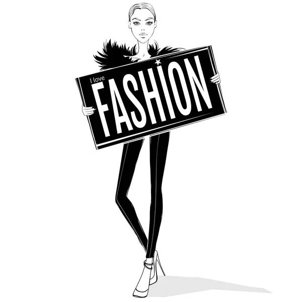 Ilustración chica de moda — Vector de stock