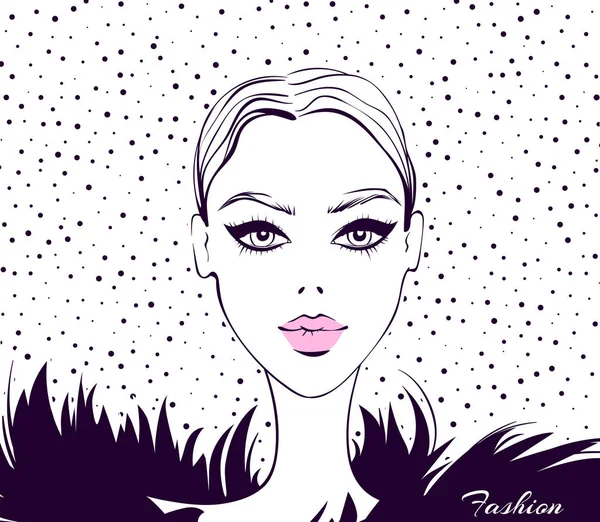 Ilustración de moda vectorial con chica joven . — Vector de stock