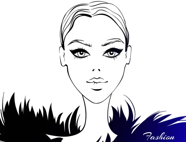 Modelo de moda vectorial. Cara de belleza . — Vector de stock