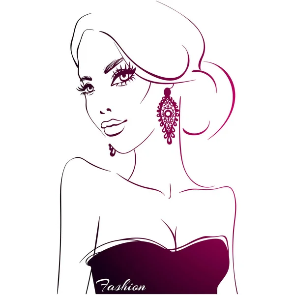 Modelo de moda vectorial. Cara de belleza . — Vector de stock