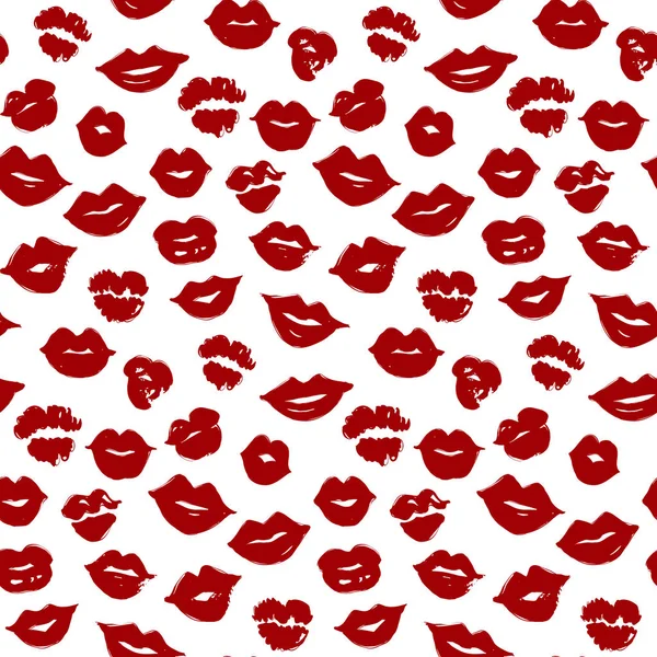 빨간 입술의 벡터 아름다움의 완벽 한 패턴입니다. 섹시 한 입술 메이크업입니다. 소프트웨어 — 스톡 벡터