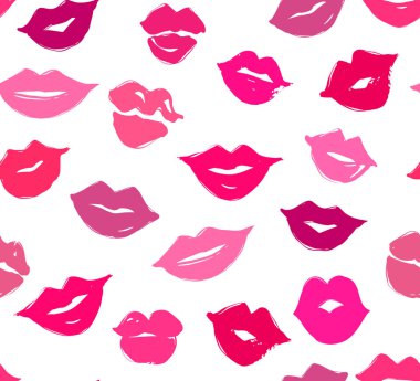 Vektör dudaklar seamless modeli. Vektör kadın dudaklar. Dudak izi