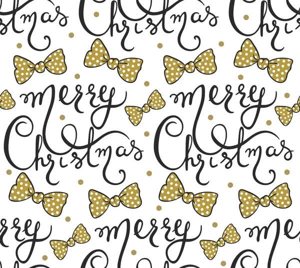 Patrón sin costura vectorial con letras y arcos de Feliz Navidad . — Archivo Imágenes Vectoriales