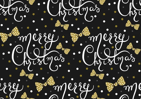 Modèle sans couture vectoriel avec des lettres et des arcs Joyeux Noël — Image vectorielle