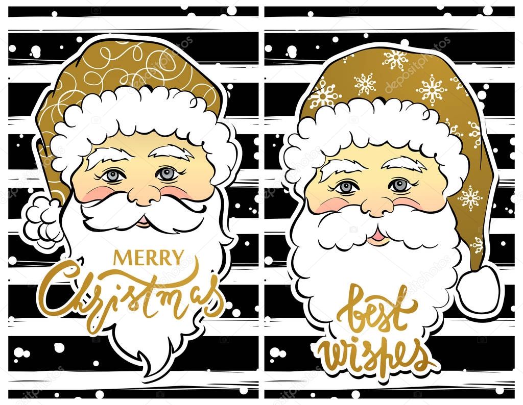 Vector Illustration of cartoon Santa Claus with best wishes lett
