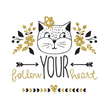 Vektör kartı ile şirin moda kedi