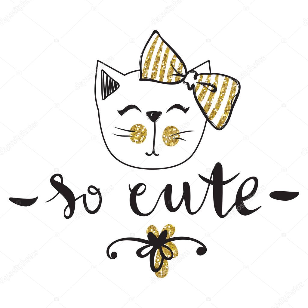 Vector card with cute fashion cat