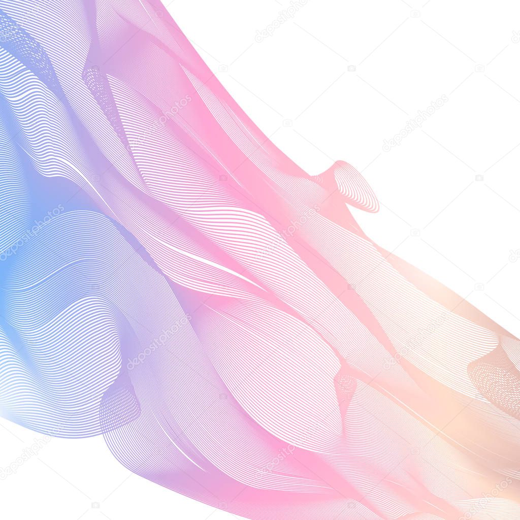 Abstract vector background. Wave of many colorful lines