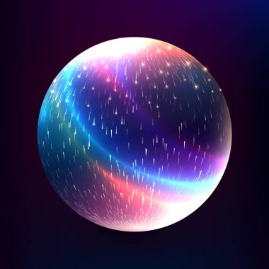 Vektör soyut parlayan sihirli küre. 3D gezegen kavramı. Şekli o