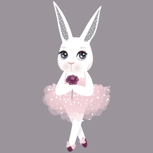 Wektor ładny króliczek w różowej sukience. Szczęśliwy wektor Wielkanoc. CA — Wektor stockowy