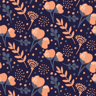Vektör çiçek deseni. Çiçekler ve yapraklar.