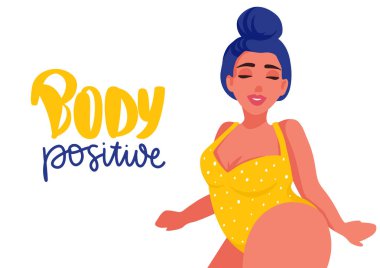 Artı mayo giymiş bir kadın. Vücut pozitif.