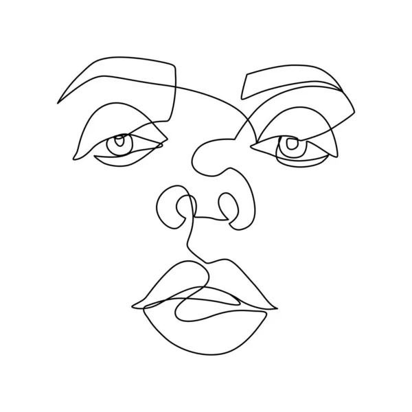 Desenho vetorial de linha contínua. Silhueta facial. Resumo retrato. — Vetor de Stock