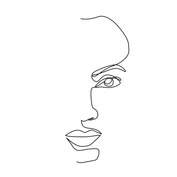 Continuous line vector drawing. Face silhouette. Abstract portrait. — Stock Vector