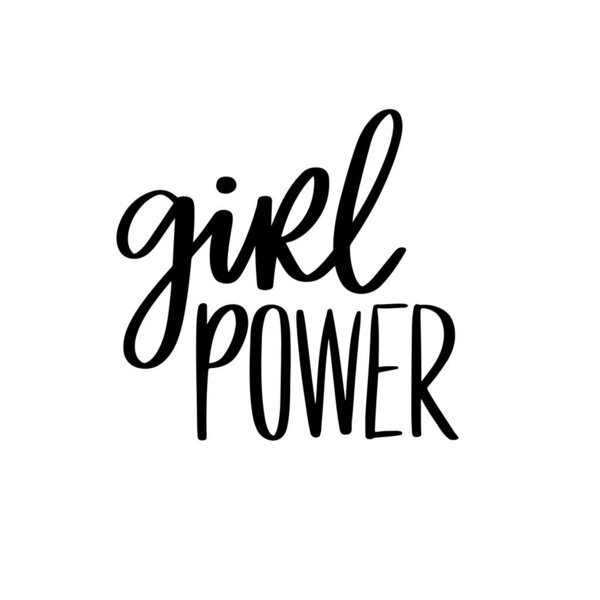 Girl power vector inscription. GRL PWR hand lettering. Feminist slogan.