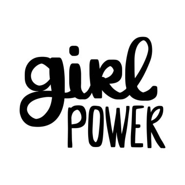 Kız güç vektörü yazıtları. Grl Pwr el yazısı. Feminist slogan.