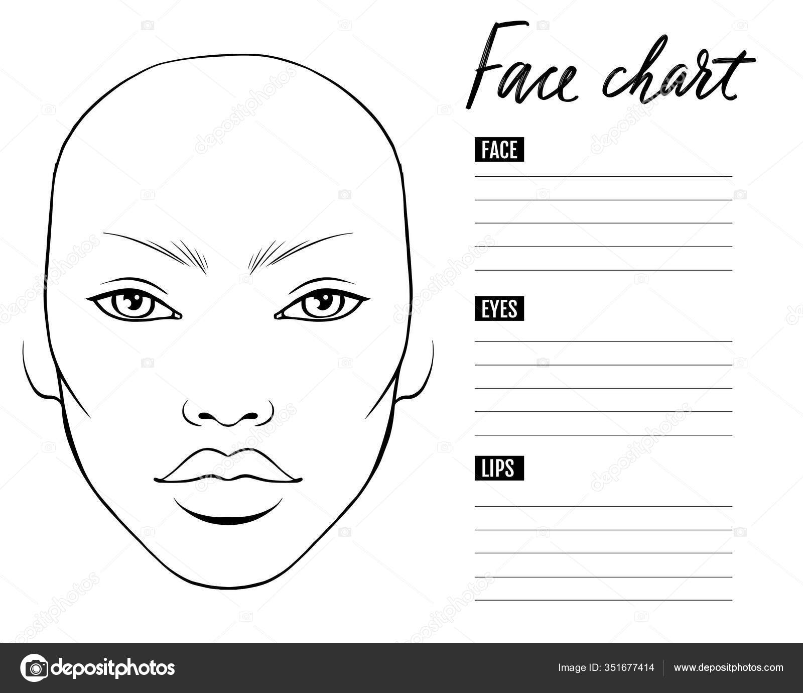 Face Chart Blank Makeup Artist Vector