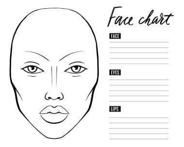 Face chart Blank. Makeup Artist Vector template.