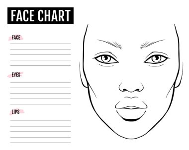 Face chart Blank. Makeup Artist Vector template.