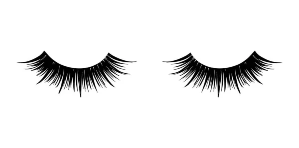Long black lashes vector illustration. Beautiful Eyelashes isolated on white — Stock Vector