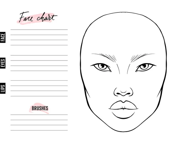 Face chart Blank. Makeup Artist Vector template. — Stock Vector