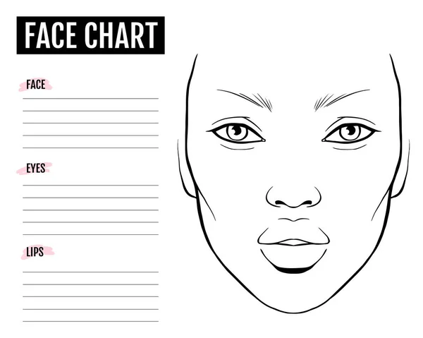 Face chart Blank. Makeup Artist Vector template. — Stockový vektor