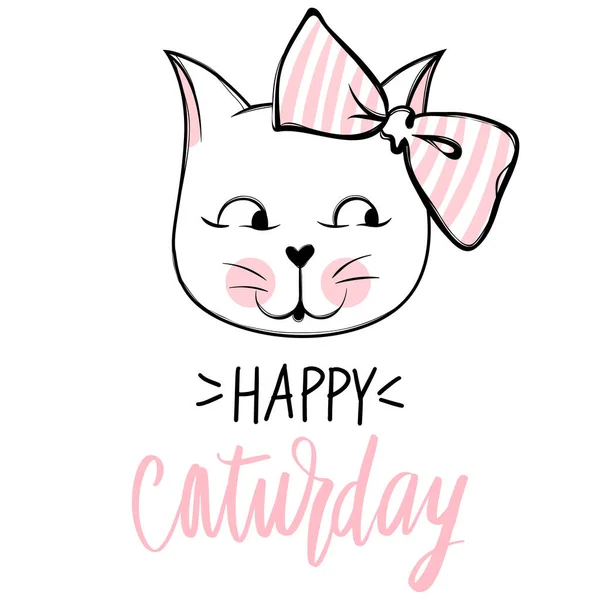 Vector bonito gato ilustração. Gatinho elegante desenhado à mão. Doodle Kitty . — Vetor de Stock