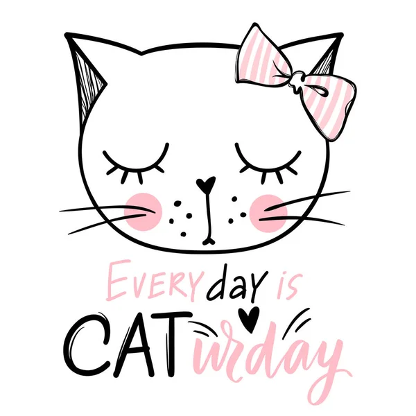 Vektor süße Katze Illustration. Handgezeichnetes stilvolles Kätzchen. Doodle Kitty. — Stockvektor