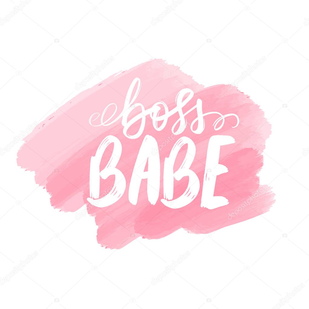 Boss Babe Vector poster. Brush calligraphy. Feminism slogan with Handwritting lettering.