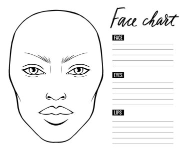 Face chart Blank. Makeup Artist Vector template. clipart