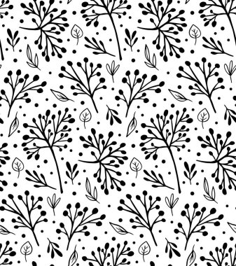 Vektör çiçek deseni. Çiçekler ve yapraklar.