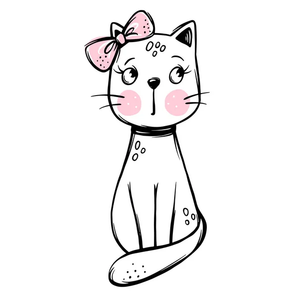 Vector bonito gato ilustração. Gatinho elegante desenhado à mão. Doodle Kitty . — Vetor de Stock