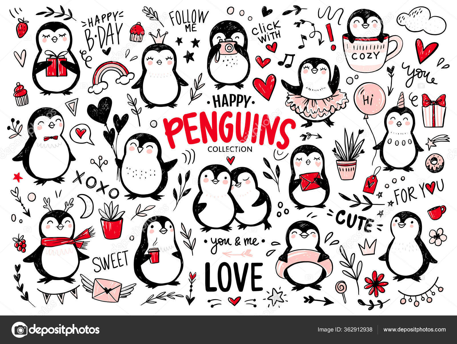 Pinguin Mit Luftballons Sticker