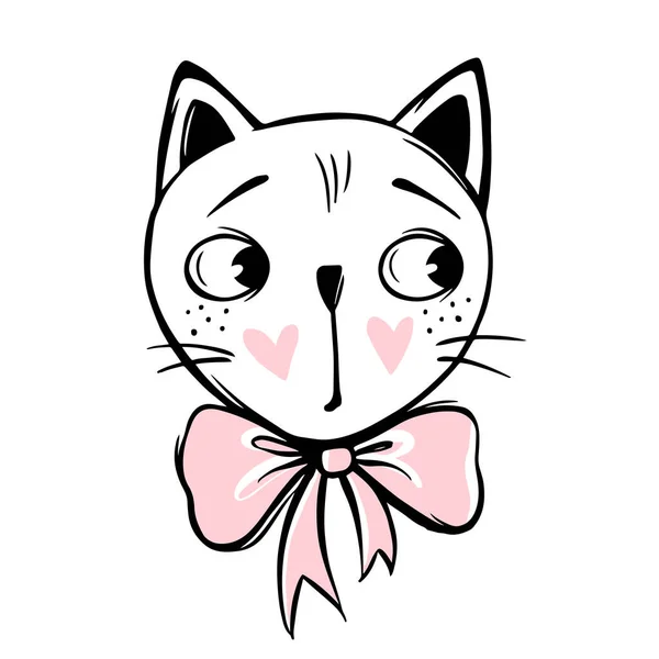 Cartão vetorial com gato de moda bonito. Gatinho elegante. Doodle Kitty . — Vetor de Stock