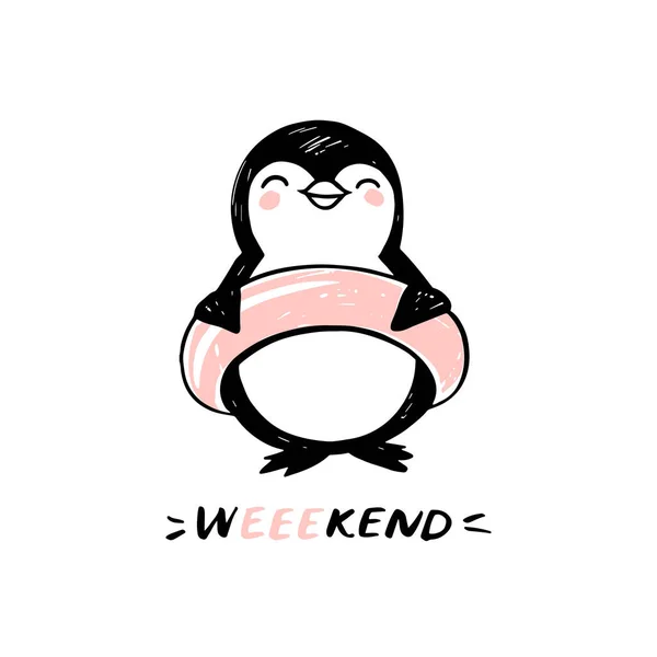 เพนกวินดูเดิ้ล ชุดสัตว์ตลกที่วาดด้วยมือ ตัวอักษรเพนกวินเวกเตอร์ในสไตล์ภาพวาด . — ภาพเวกเตอร์สต็อก