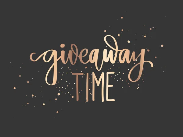 Giveaway time - Vector met de hand getekend fonkelende gouden letters zin op een donkere achtergrond — Stockvector