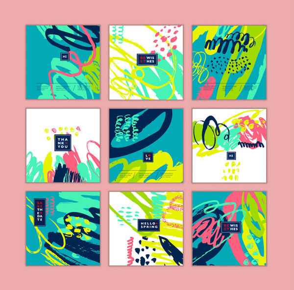 watercolor abstract background set