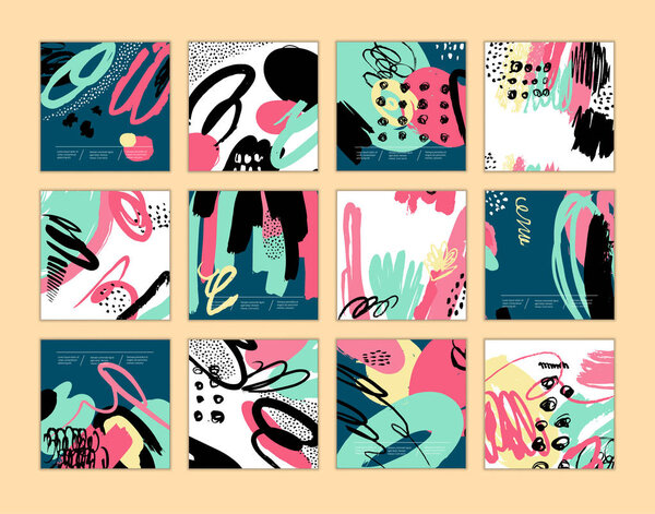 watercolor abstract background set