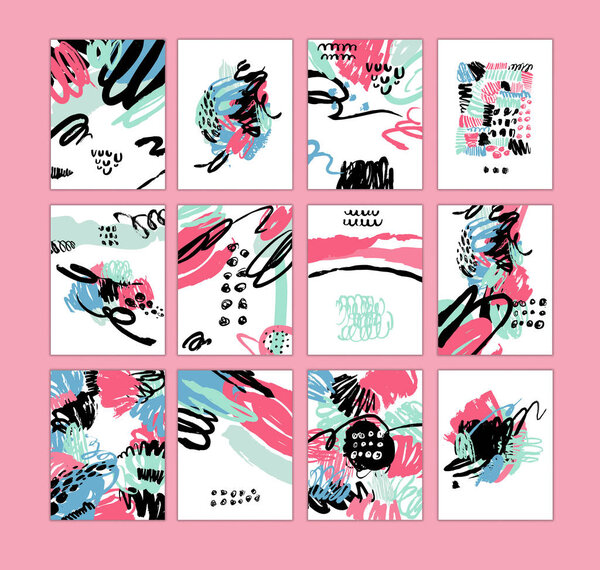 Set of artistic creative cards