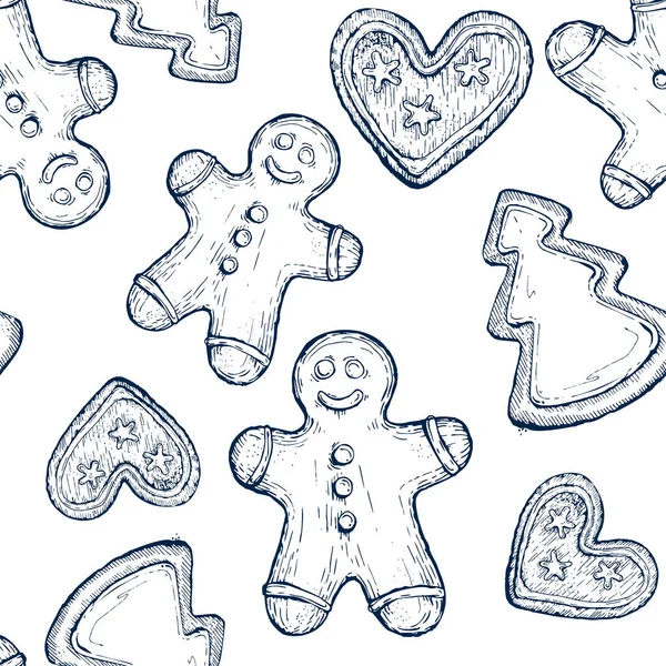 Christmas cookies seamless pattern — Stock Vector