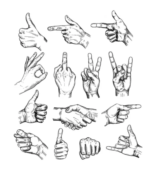 Set of hand gestures — Stock Vector