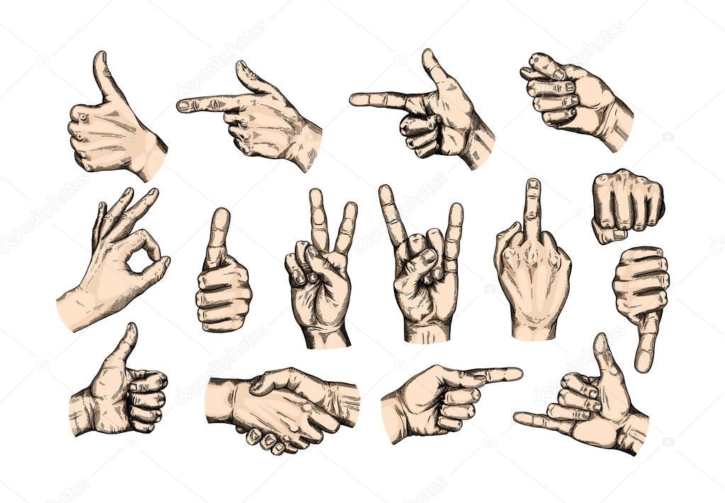 Set of hand gestures