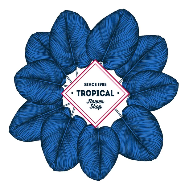 Hojas tropicales azules — Vector de stock