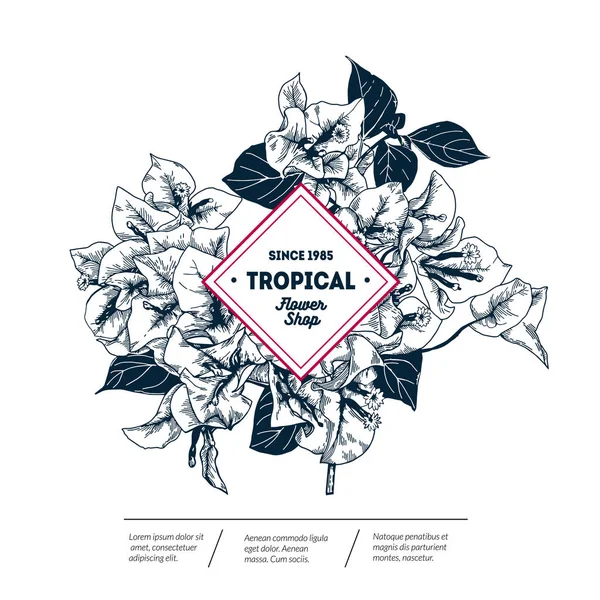 Design av tropiska blommor — Stock vektor